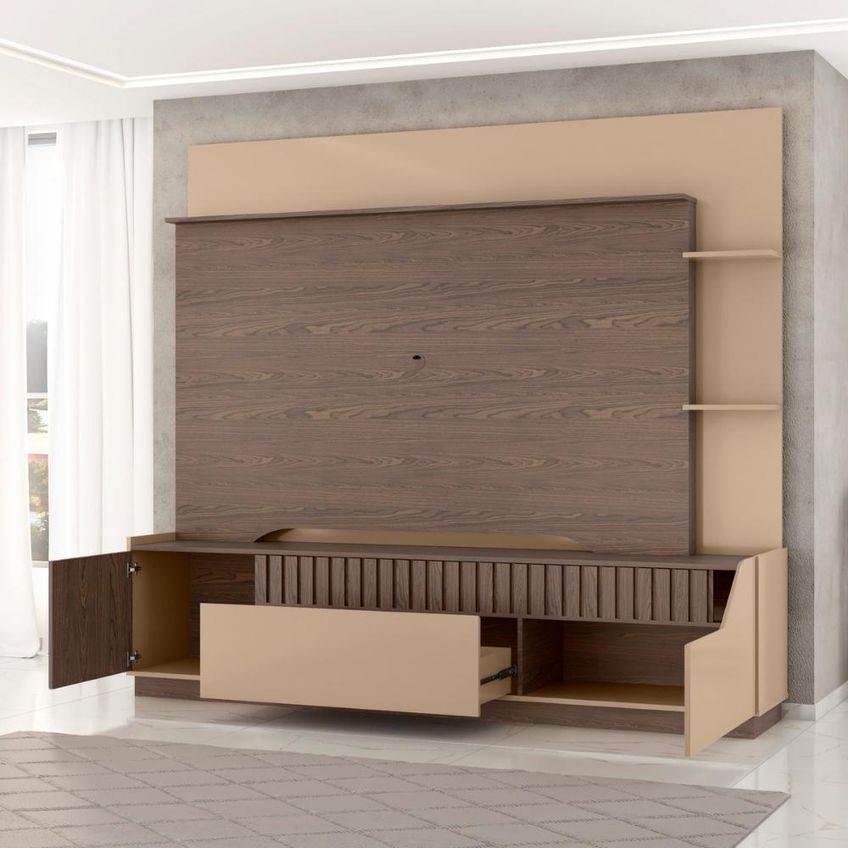 Estante Home TV 75 Pol 210 Cm Dallas Fendi Carvalho Bechara - imagem 4