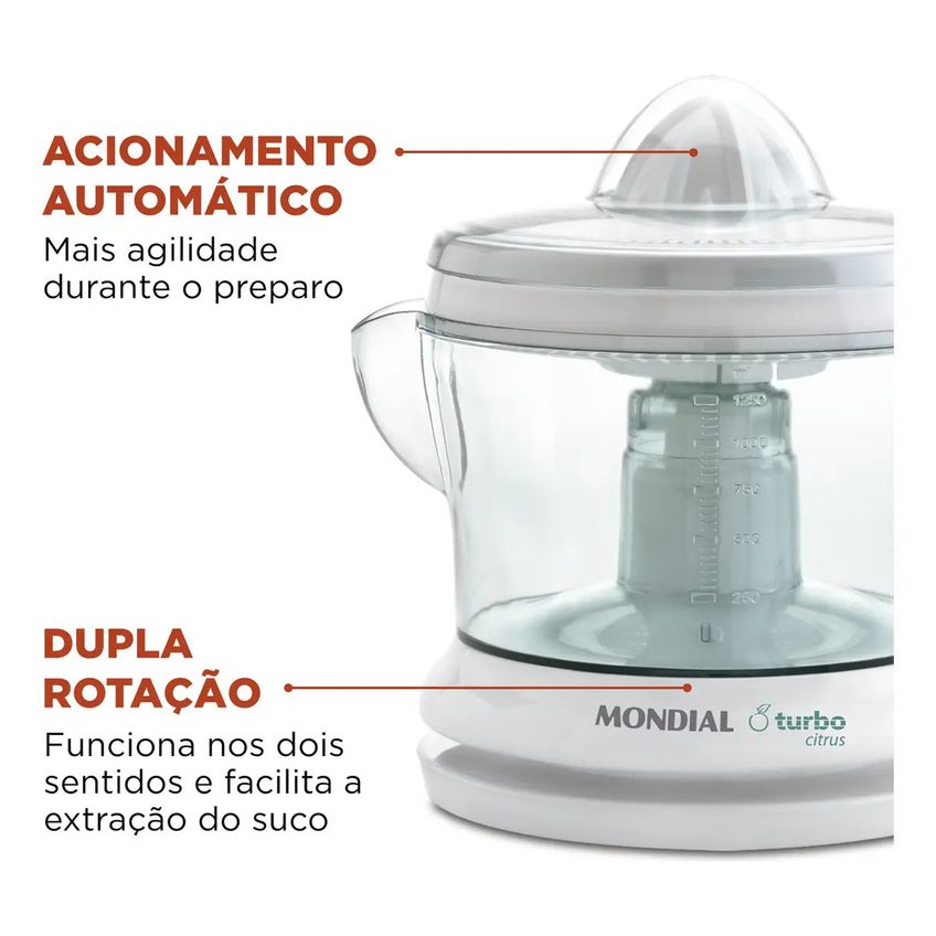 Espremedor Turbo Citrus Mondial 25 W 220V E-01 Branco - imagem 3