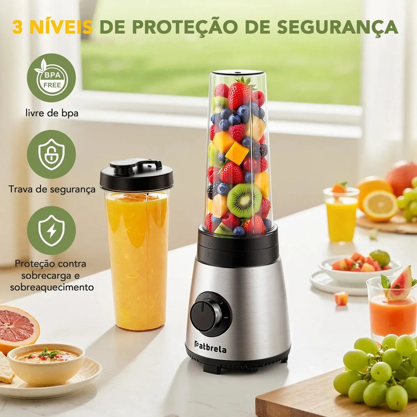 Liquidificador Portátil Patbrela Bl002 Liquidificadores 600ml 250w Bivolt - imagem 3