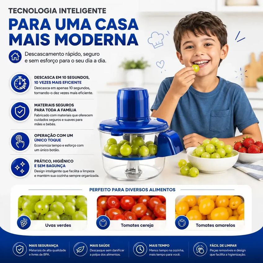 Descascador Elétrico Portátil Automático Sem Fio 50 W 1300mah Azul/branco - Multicontrol 5v Usb - imagem 4