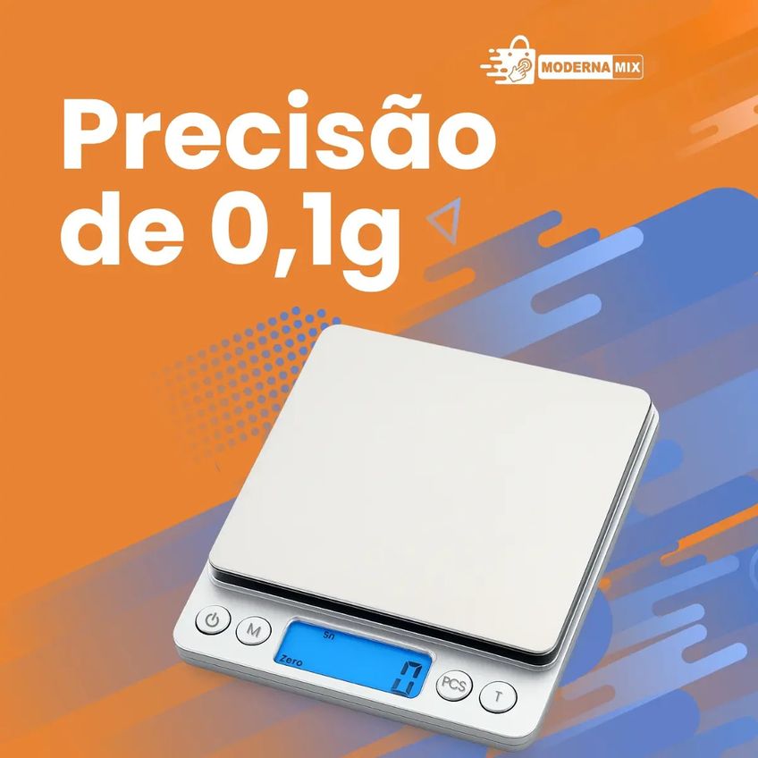 Balança Digital Mini Alta Precisão 0,1g 2kg Cozinha Profissional Moderna Mix - imagem 3