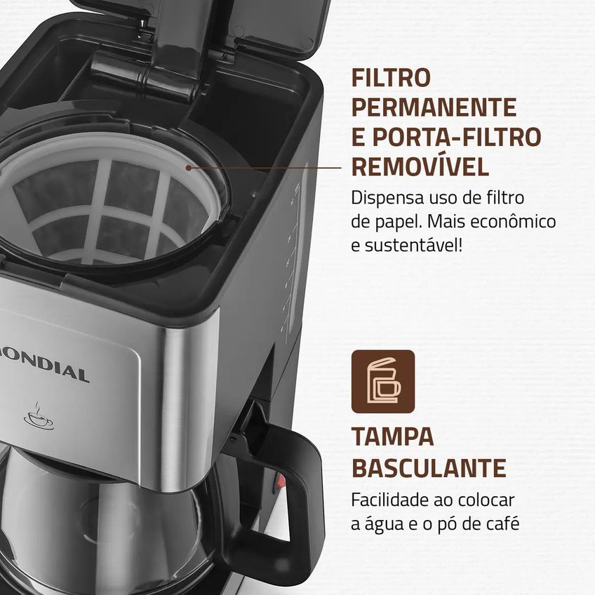 Cafeteira Elétrica Dolce Arome Mondial C-44-32x-si 800 W 127v Preto E Inox - imagem 3