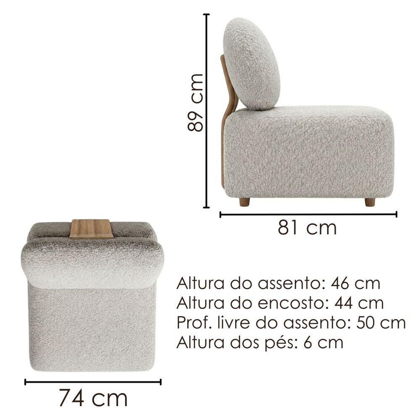 Poltrona Modular Block Pes Madeira Boucle Tce 1018 Moll - imagem 4