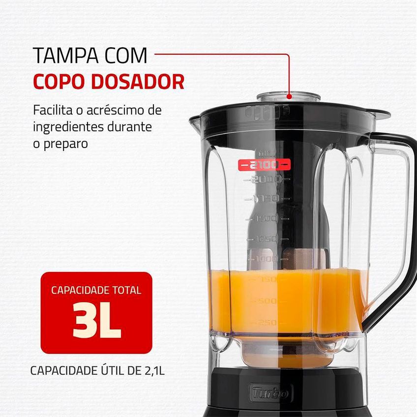 Liquidificador Turbo Inox L-1400 12 Velocidades 1400W 3L Mondial - imagem 3