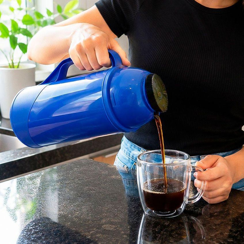 Garrafa Térmica Roma 1l Vidro Anti-gotas Café Chá Chimarrão Azul Roma - imagem 3