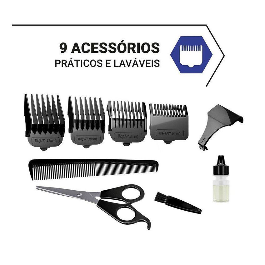 Cortador de Cabelos PCR04 Lâminas de Cerâmica 9 Acessórios 18W Philco - imagem 3