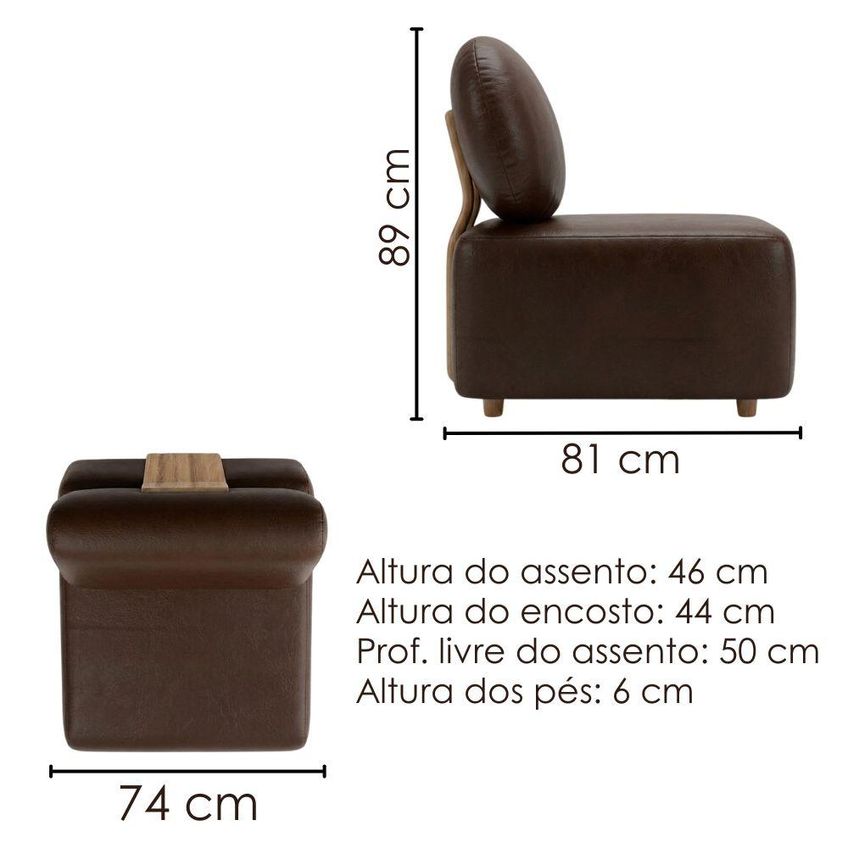 Poltrona Modular Block Pes Madeira Courino Tcs 721 Moll - imagem 3