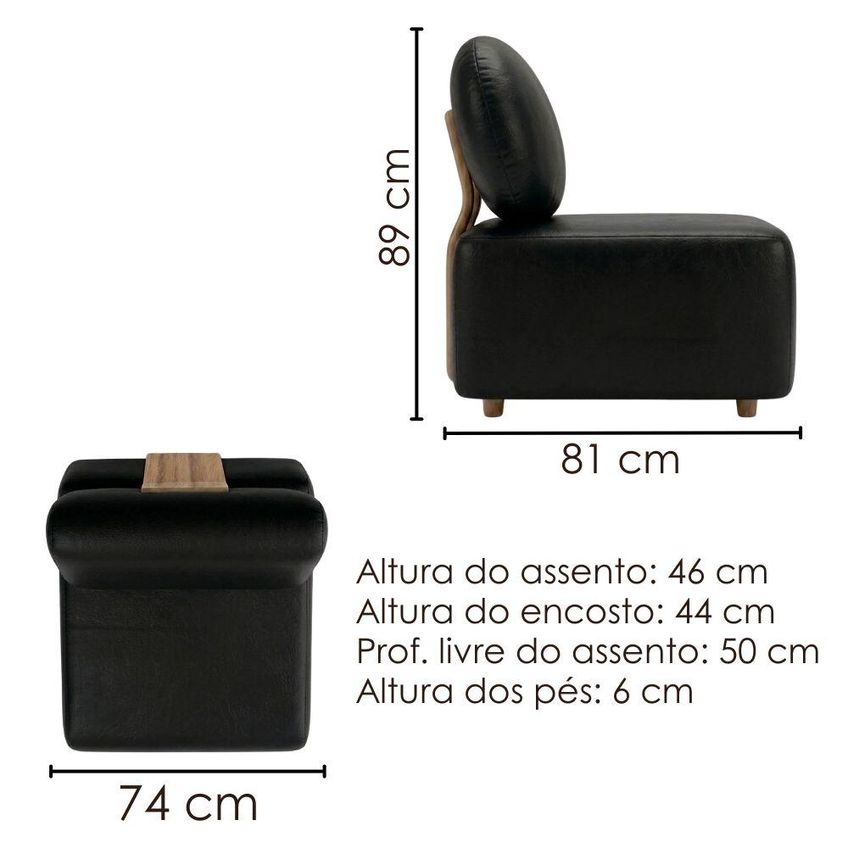 Poltrona Modular Block Pes Madeira Courino Tcs 724 Moll - imagem 3