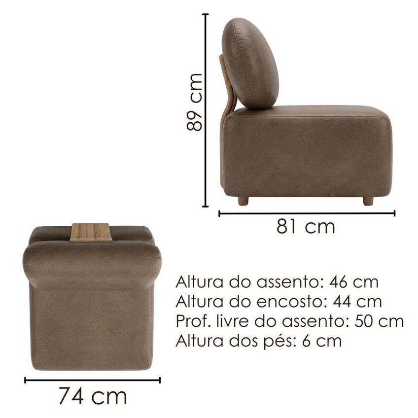 Poltrona Modular Block Pes Madeira Courino Tcs 729 Moll - imagem 3