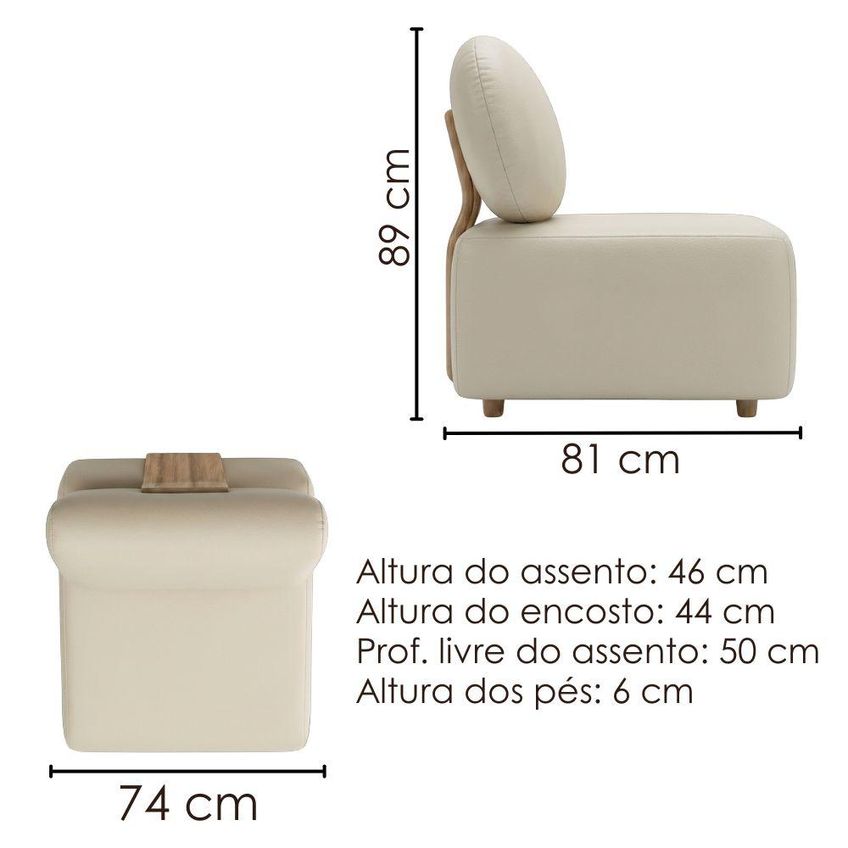 Poltrona Modular Block Pes Madeira Courino Tcs 725 Moll - imagem 3