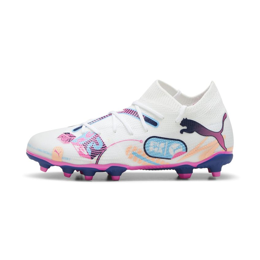 Chuteiras Puma Future Match Infantil Tamanho 6 Branco/Azul/Rosa - imagem 4