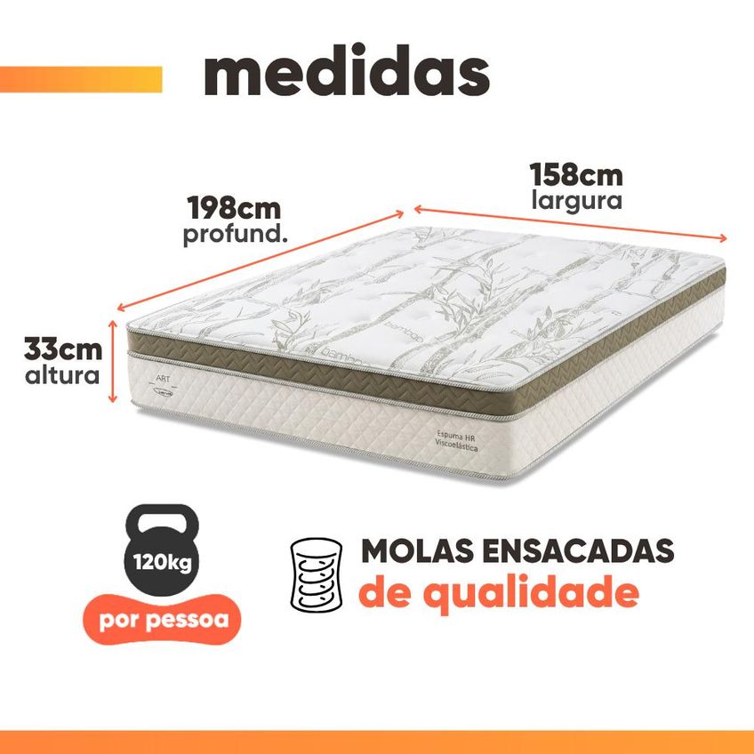Cama Box Baú Queen Molas Ensacadas Euro Pillow Charlot 158x198x74cm Herval - imagem 4