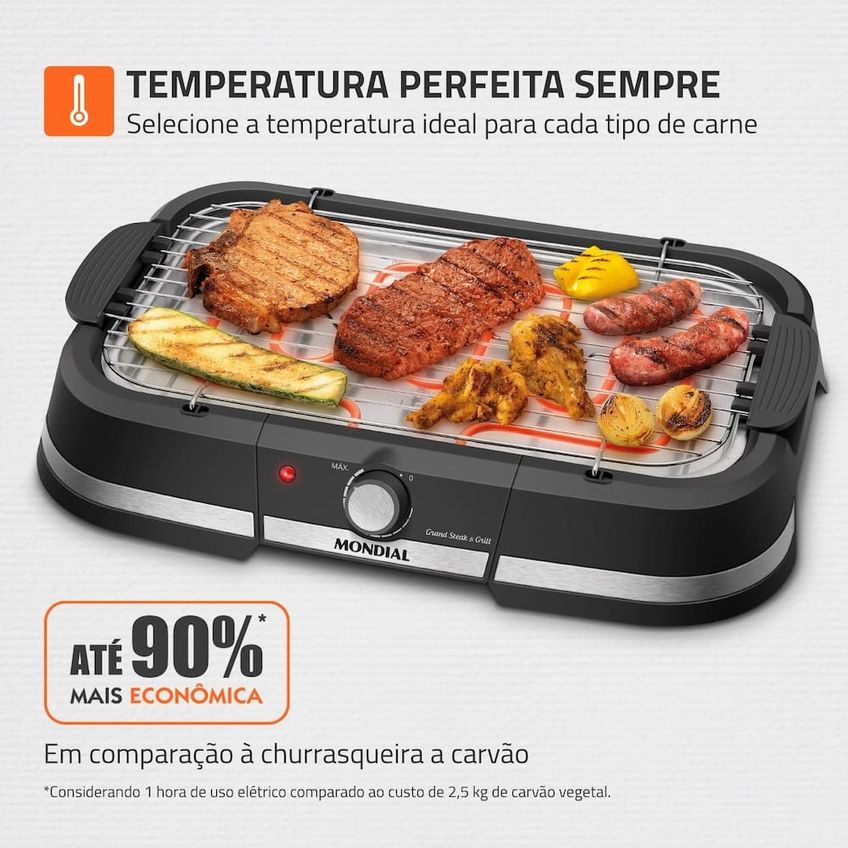 Churrasqueira Elétrica Grand Steak E Grill CH-08-BI Mondial - imagem 4