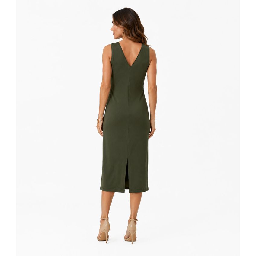 Vestido Midi Em Molecotton Viscose Light Rovitex Verde G - imagem 3