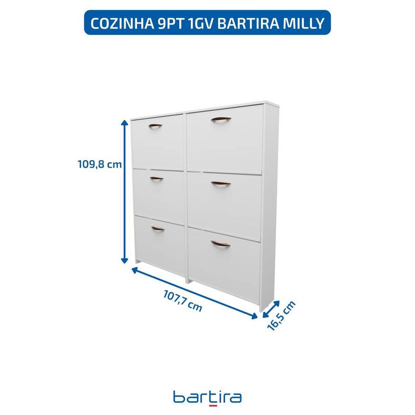 Sapateira 6 Gavetas Basculante MDP 109,8x107,7x16,5cm Bartira - imagem 4