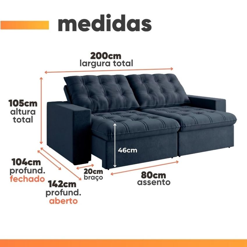 Sofá Retrátil E Reclinável 2 Lugares 2m Malibu - imagem 3
