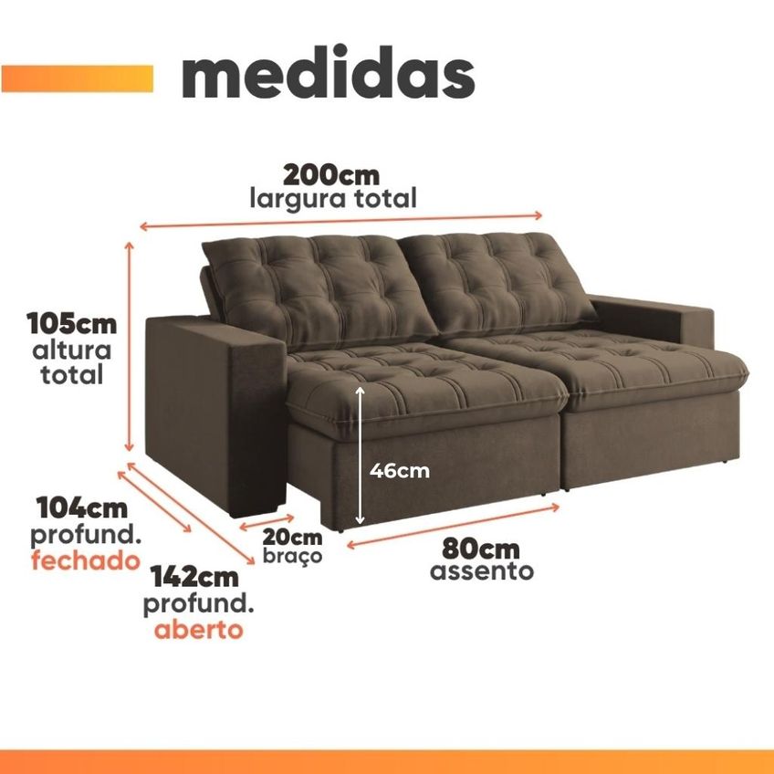 Sofá Retrátil E Reclinável 2 Lugares 2m Malibu - imagem 3