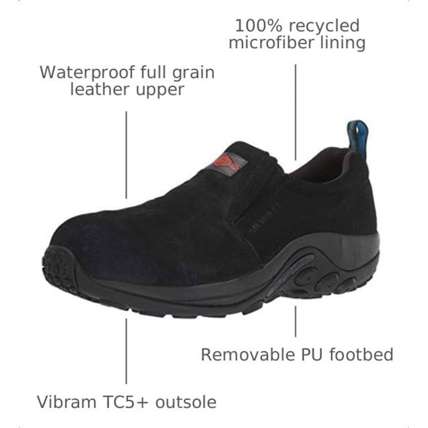Mocassim Merrell Masculino 8,5 Preto Couro Impermeável - imagem 3