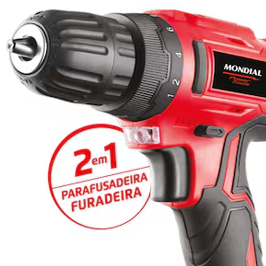 Parafusadeira E Furadeira Power Tools Fpf-06m Mandril 10mm Maleta Bateria 12v Bivolt Mondial - imagem 3