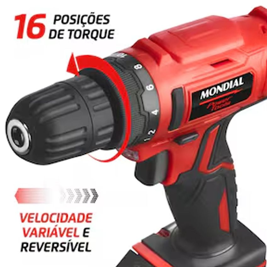 Parafusadeira E Furadeira Power Tools Fpf-06m Mandril 10mm Maleta Bateria 12v Bivolt Mondial - imagem 4