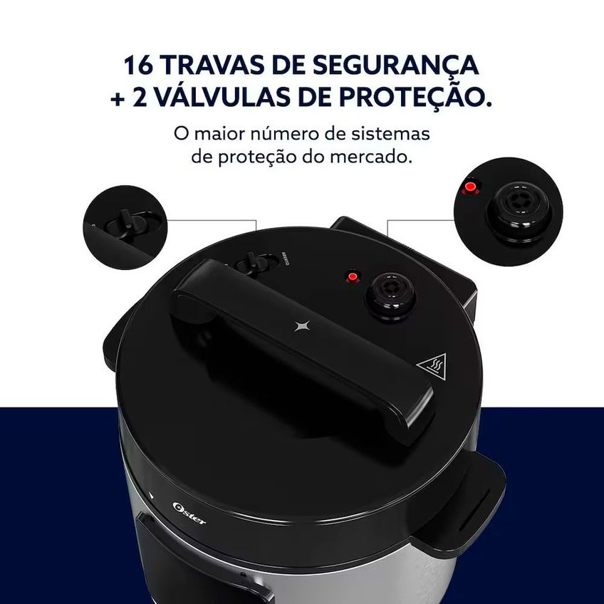 Panela De Pressão Elétrica Opan930 5,7l Jateado Digital Oster - imagem 4