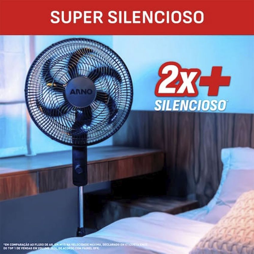Ventilador De Coluna Arno Essential 40cm 6 Pás 140w Alta Vazão De Ar Ajuste De Altura - imagem 3