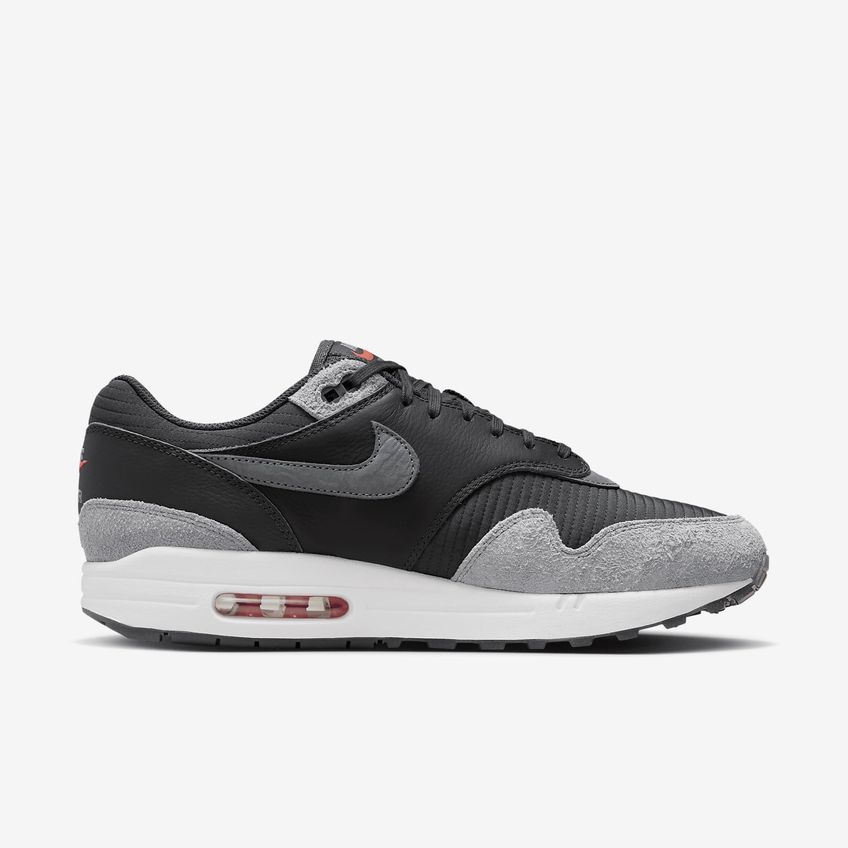 Tênis Nike Air Max 1 Hj9292-070 Cinza Fumaça Carmezim Flash Tamanho 8 - imagem 3
