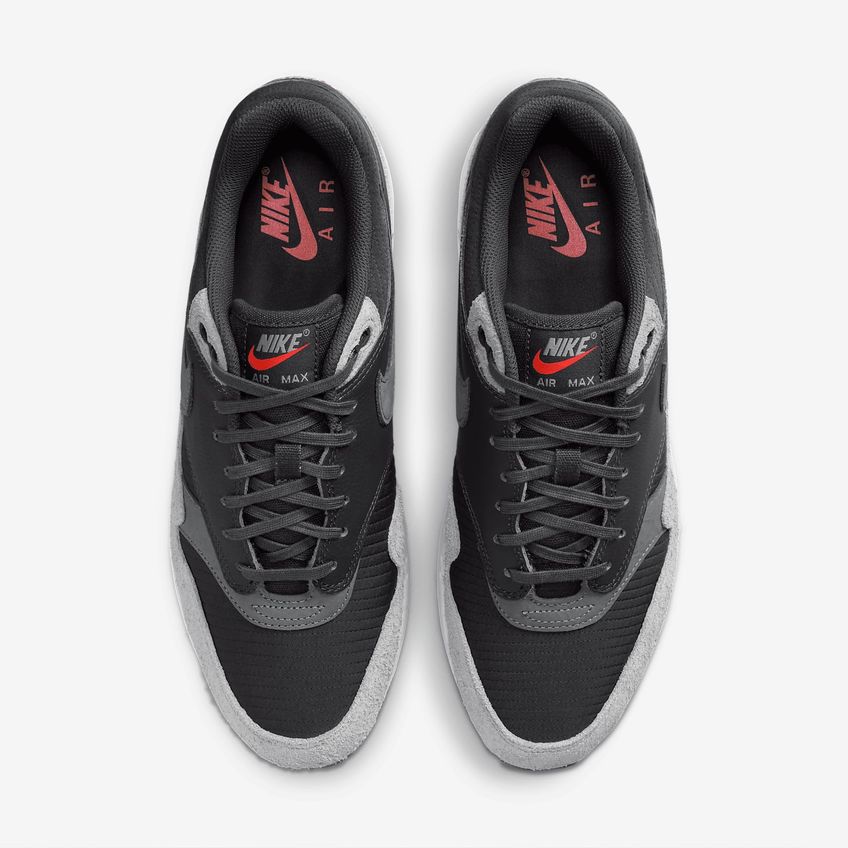 Tênis Nike Air Max 1 Hj9292-070 Cinza Fumaça Carmezim Flash Tamanho 8 - imagem 4