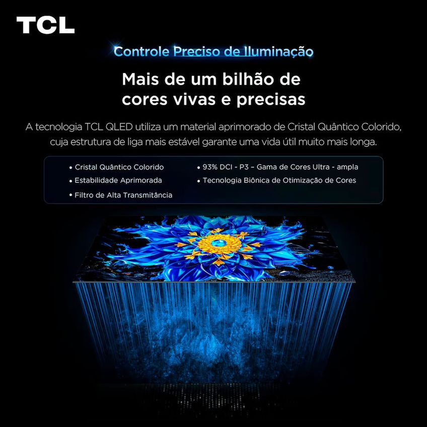 Smart TV 65" 4K QLED 65P7L Google TV Até 120Hz Dolby Vision Atmos TCL - imagem 5
