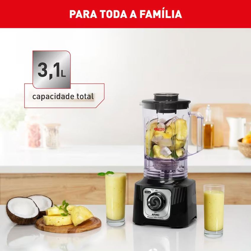 Liquidificador Power Max Ln66 2200w 3,1l 15 Velocidades Arno - imagem 3