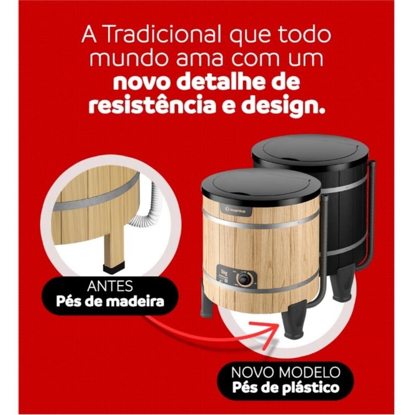 Lavadora De Roupas Tradicional Madeira Wanke 220v Preto - imagem 4