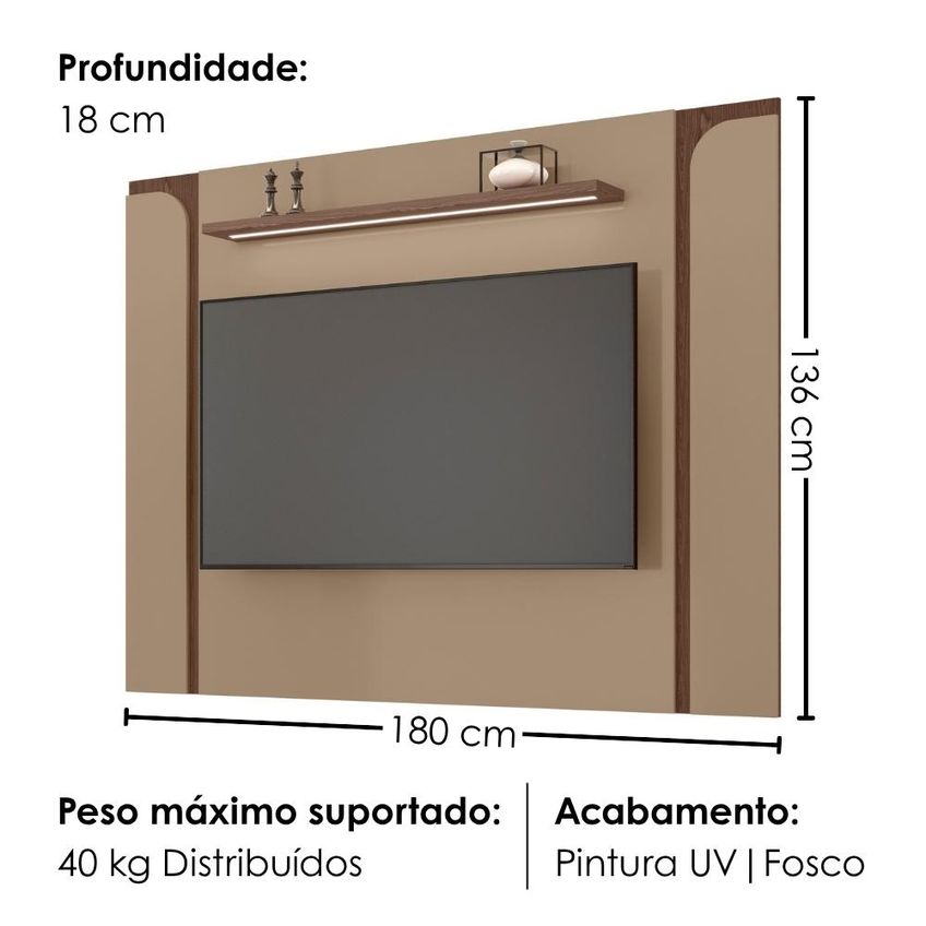 Painel Suspenso TV 75 Pol 180 cm Maresias Fendi Carvalho Bechara - imagem 3