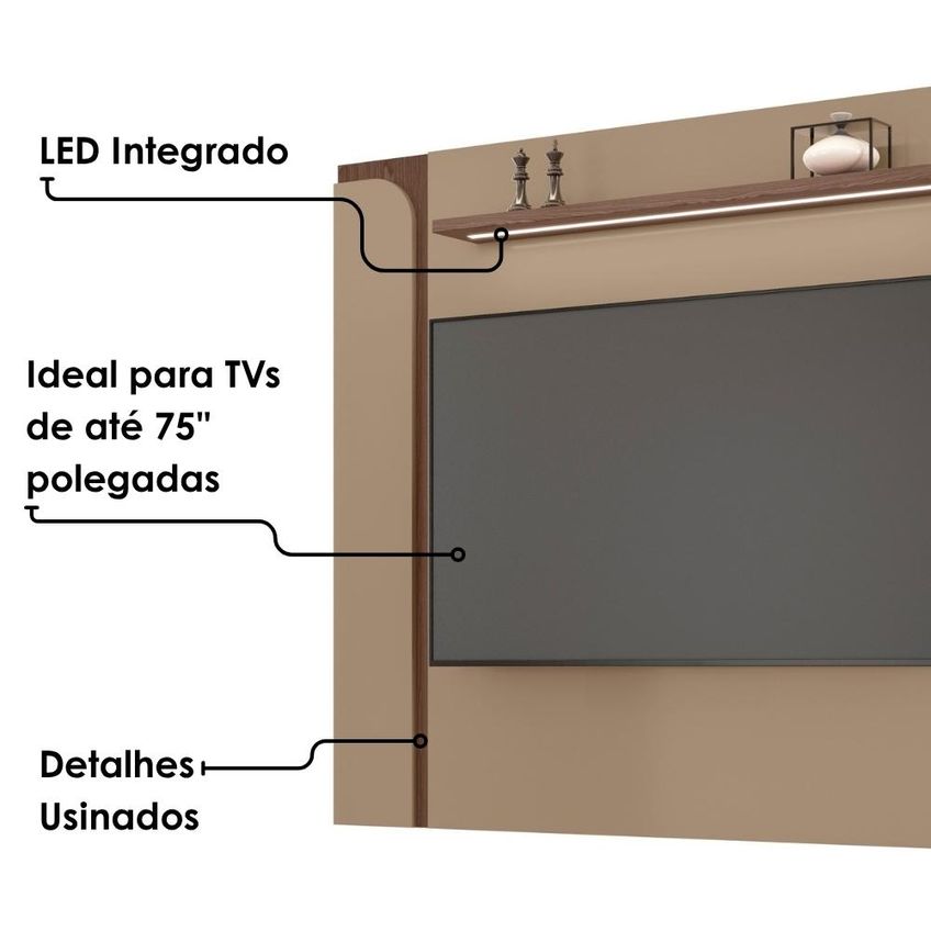 Painel Suspenso TV 75 Pol 180 cm Maresias Fendi Carvalho Bechara - imagem 5