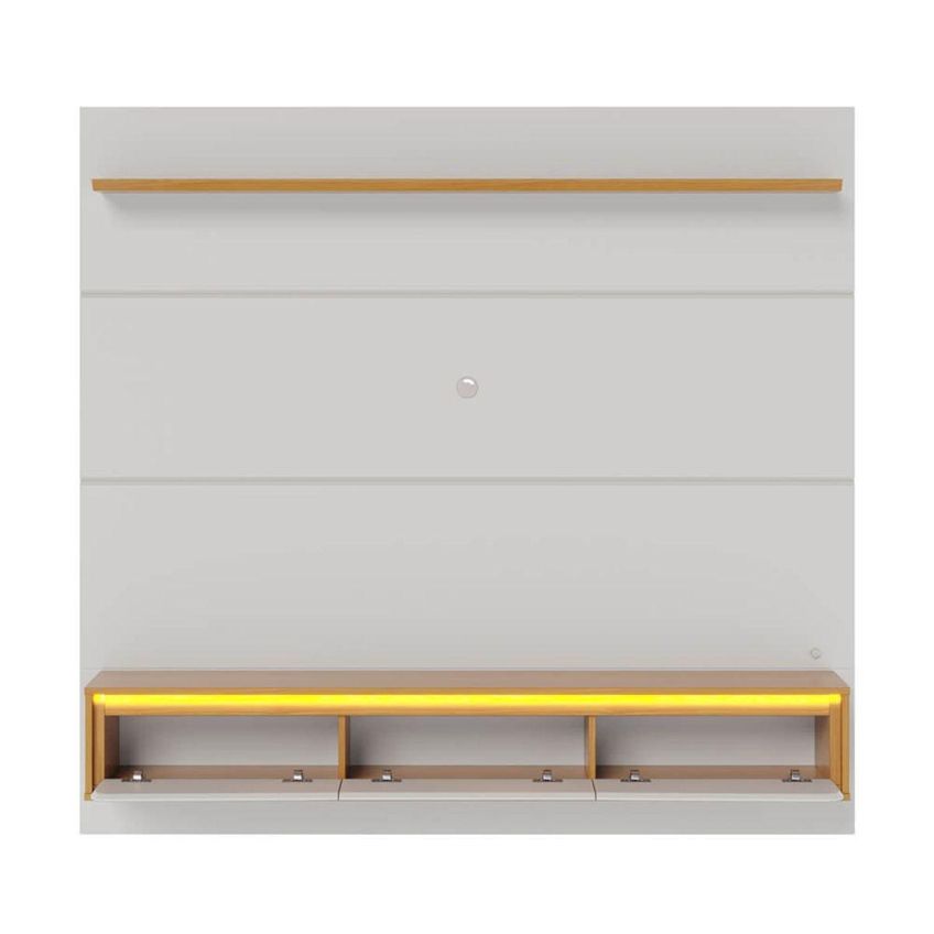Painel Para TV Até 65 Polegadas Com LED 3 Portas E 1 Prateleira Multimóveis CRCOL-PTV029 Off White/Madeirado - imagem 5