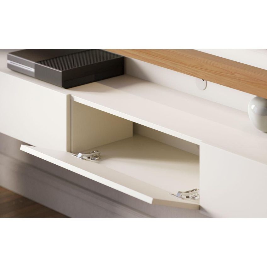 Painel Para TV Até 70 Polegadas Com 3 Portas E 2 Prateleiras Multimóveis CRCOL-PTV032 Off White/Madeirado - imagem 5