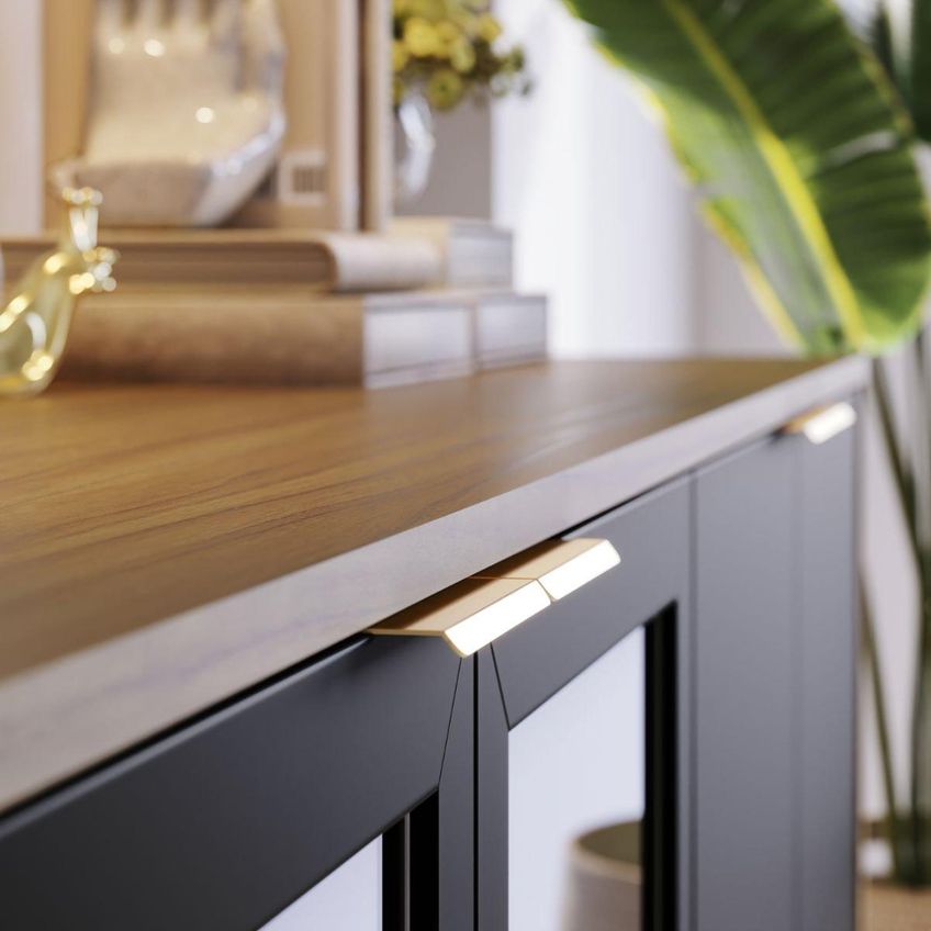 Aparador Buffet Com Vidro E 4 Portas 160cm Multimóveis Crcol-apa007 Madeirado/preto - imagem 3