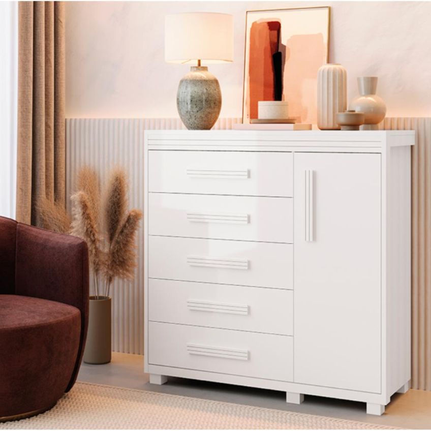 Comoda 4 Gav 116cm 1p Londres Fenix Mdf Branco - imagem 3