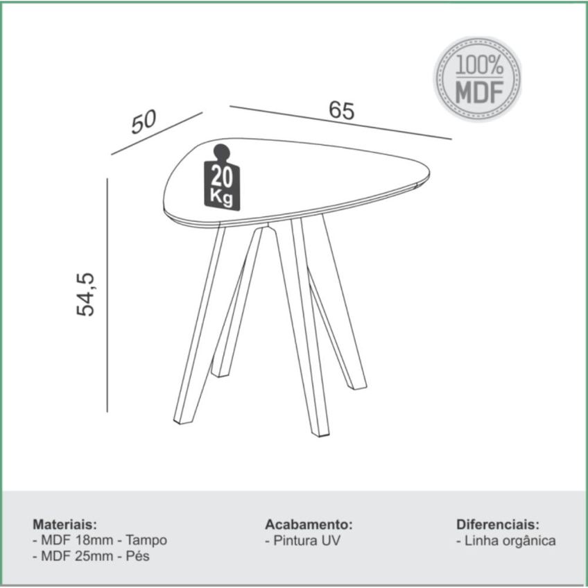 Mesa Lateral Dalla Costa Freijó Off White - imagem 3