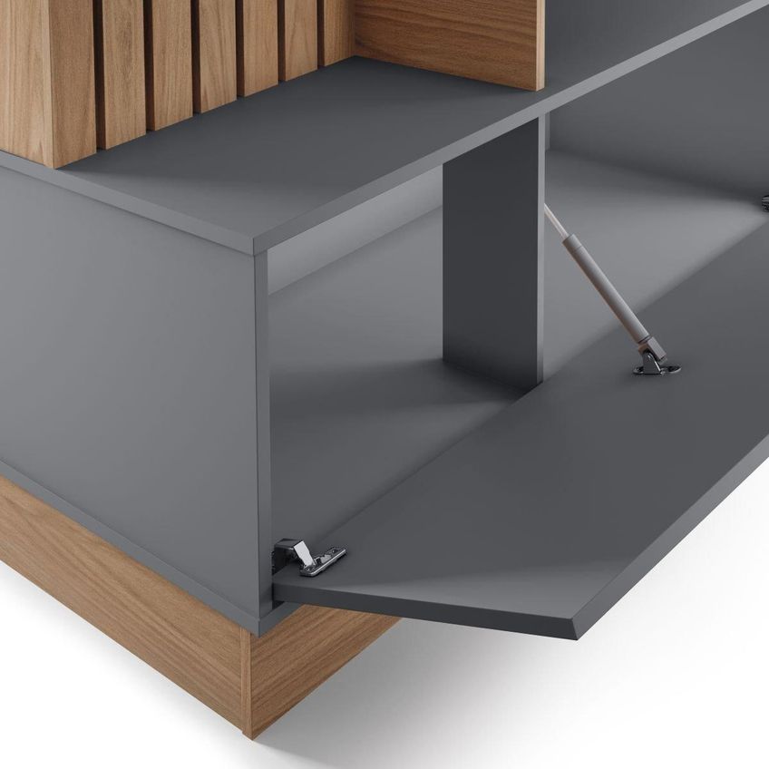 Rack Com Painel Para TV Até 65 Polegadas Com 1 Porta E LED Multimóveis CRCOL-RCP023 Madeirado/Cinza - imagem 3