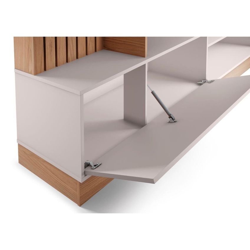 Rack Com Painel Para TV Até 65 Polegadas Com 1 Porta E LED Multimóveis CRCOL-RCP023 Madeirado/Off White - imagem 3