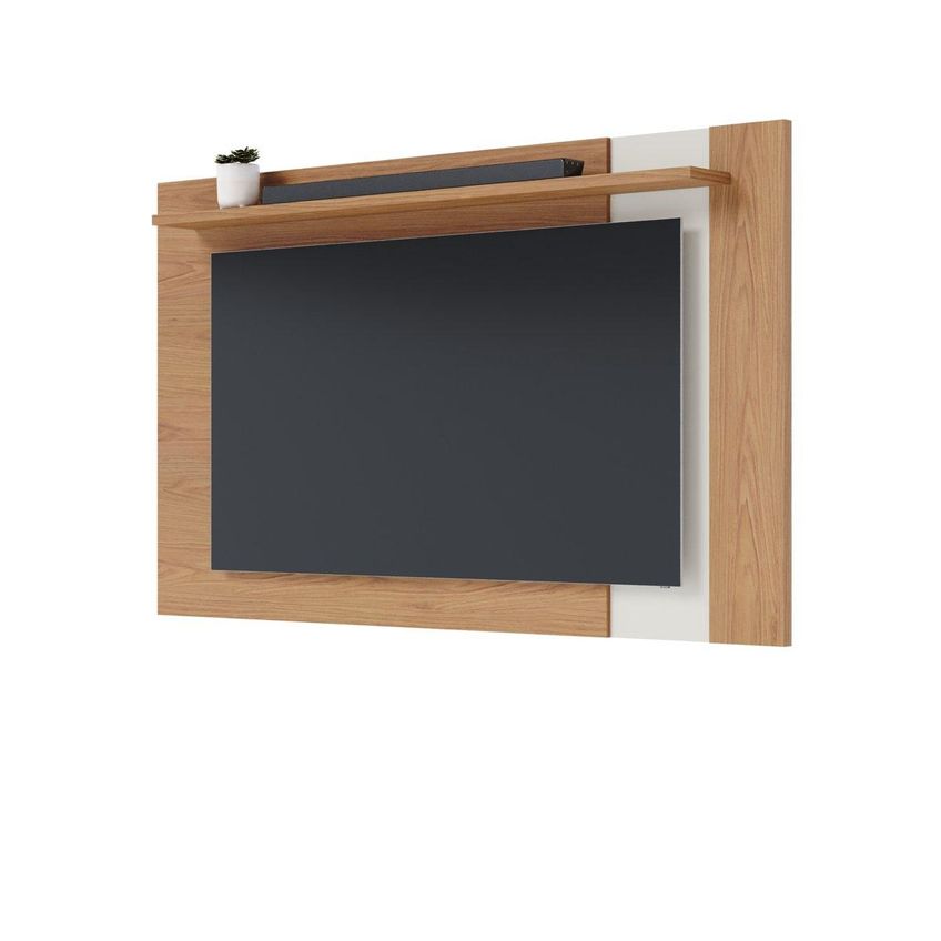 Painel Para TV Até 70 Polegadas Extensível Com Prateleira Multimóveis CRCOL-PTV028 Madeirado/Off White - imagem 2