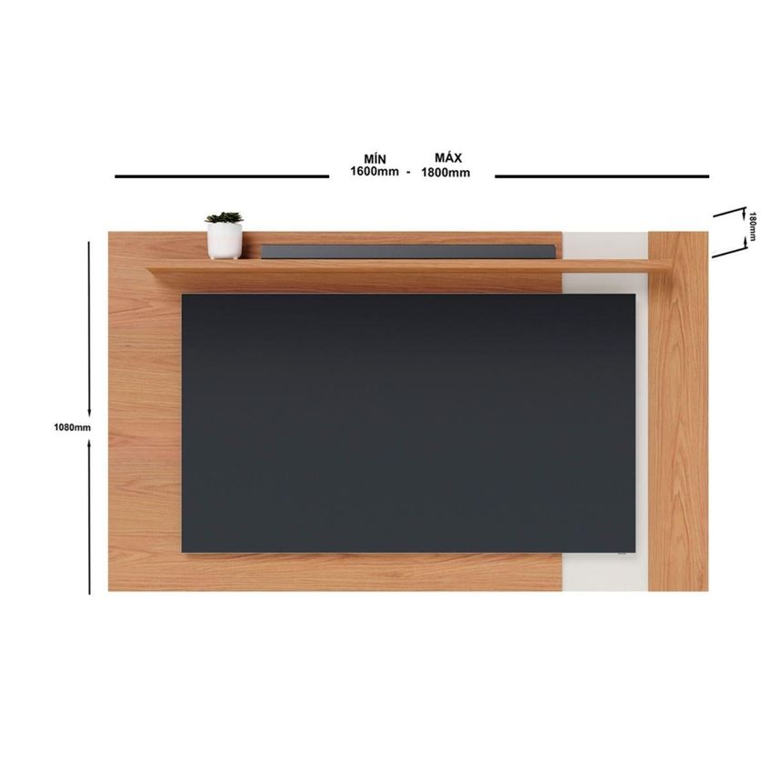 Painel Para TV Até 70 Polegadas Extensível Com Prateleira Multimóveis CRCOL-PTV028 Madeirado/Off White - imagem 3
