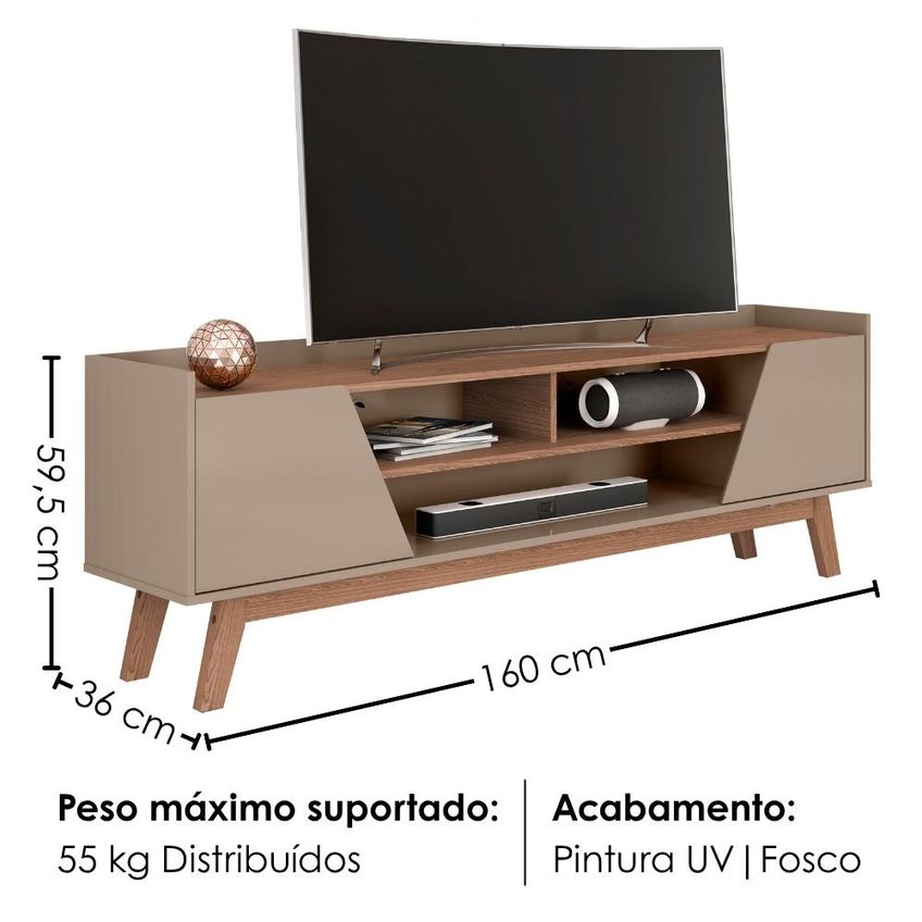 Rack Bancada TV 65 Pol 160 Cm Turim Fendi Freijó Bechara - imagem 3
