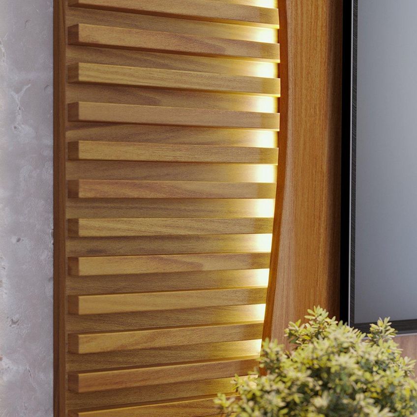 Painel Para TV Até 65 Polegadas Com LED 2 Portas E 1 Nicho Multimóveis CRCOL-PTV034 Madeirado/Off White - imagem 3