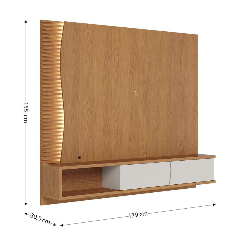Painel Para TV Até 65 Polegadas Com LED 2 Portas E 1 Nicho Multimóveis CRCOL-PTV034 Madeirado/Off White - imagem 4