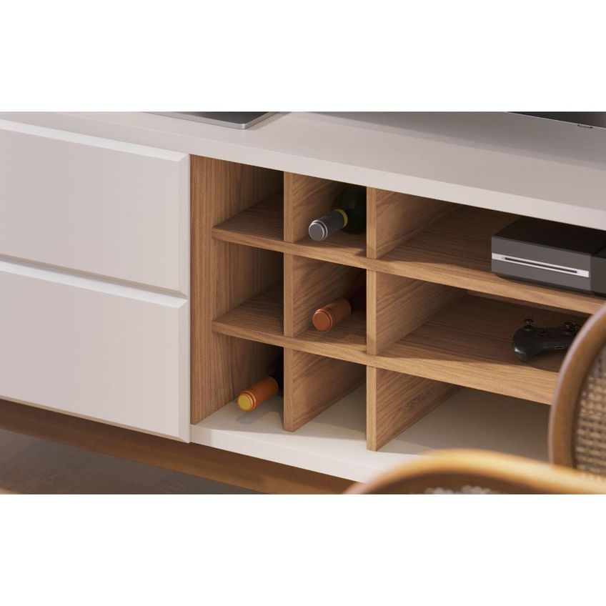 Rack Para TV Até 75 Polegadas Com 2 Portas E Adega Retrô Multimóveis CRCOL-RCK023 Off White/Madeirado - imagem 3