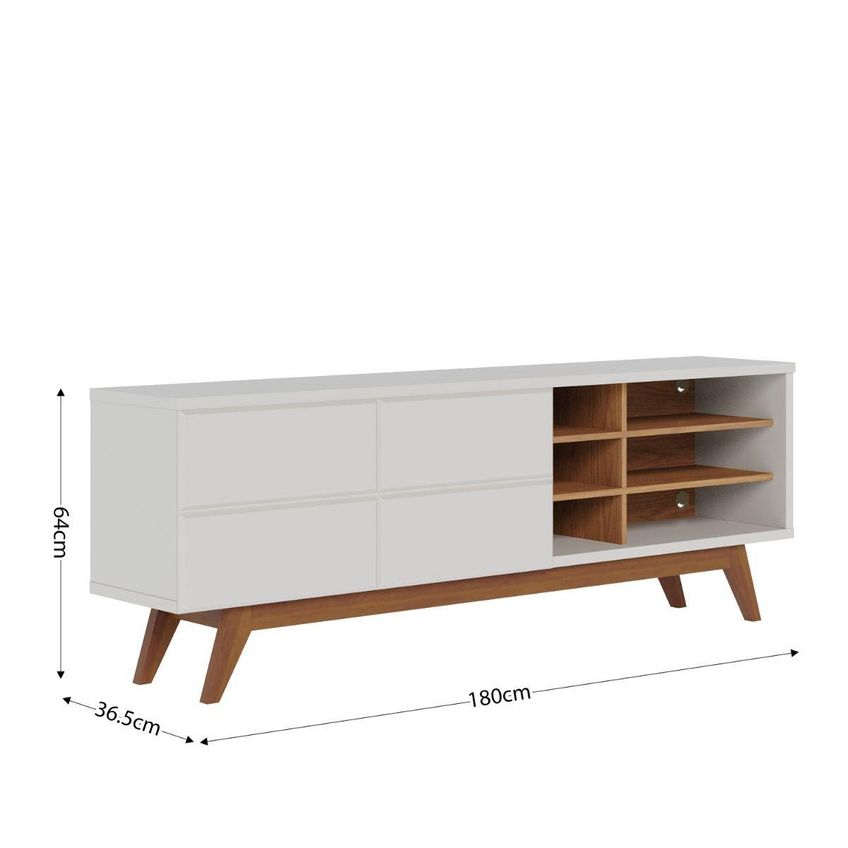 Rack Para TV Até 75 Polegadas Com 2 Portas E Adega Retrô Multimóveis CRCOL-RCK023 Off White/Madeirado - imagem 4