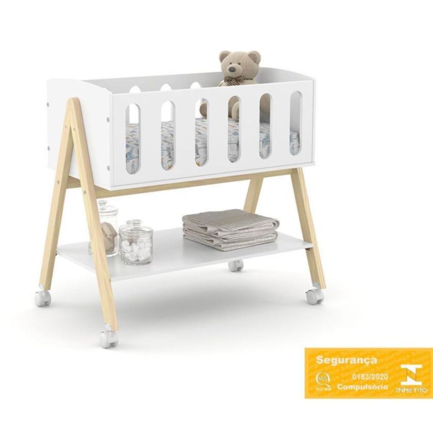 Mini Berço Liv Laqueado Branco Soft/Natural - imagem 5