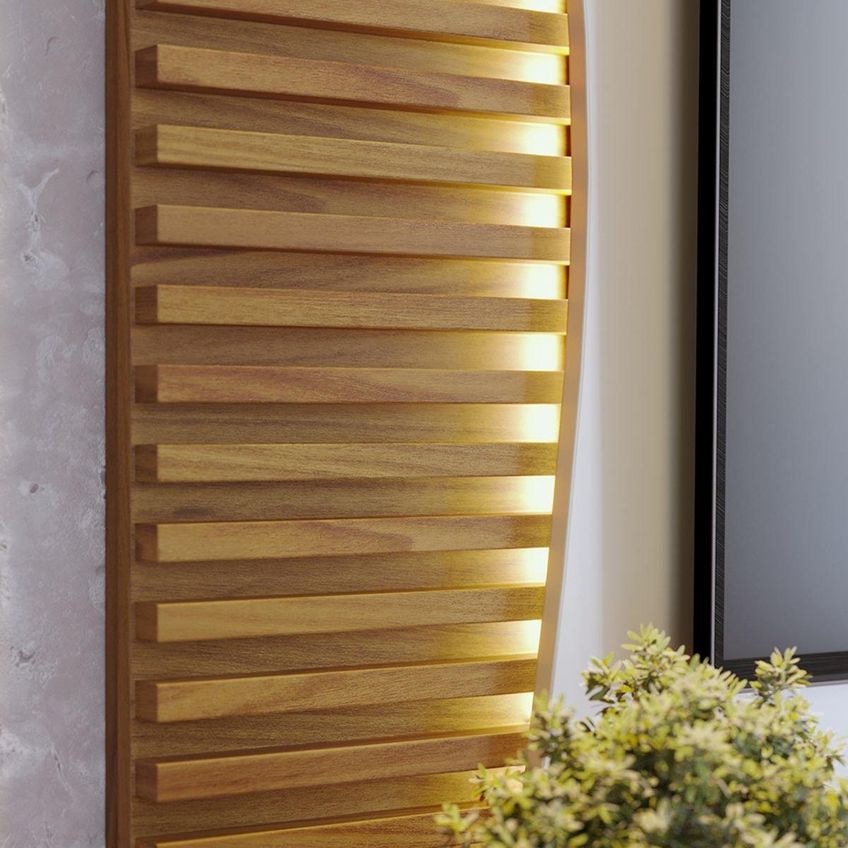 Painel Para TV Até 65 Polegadas Com LED 2 Portas E 1 Nicho Multimóveis CRCOL-PTV034 Off White/Madeirado - imagem 3