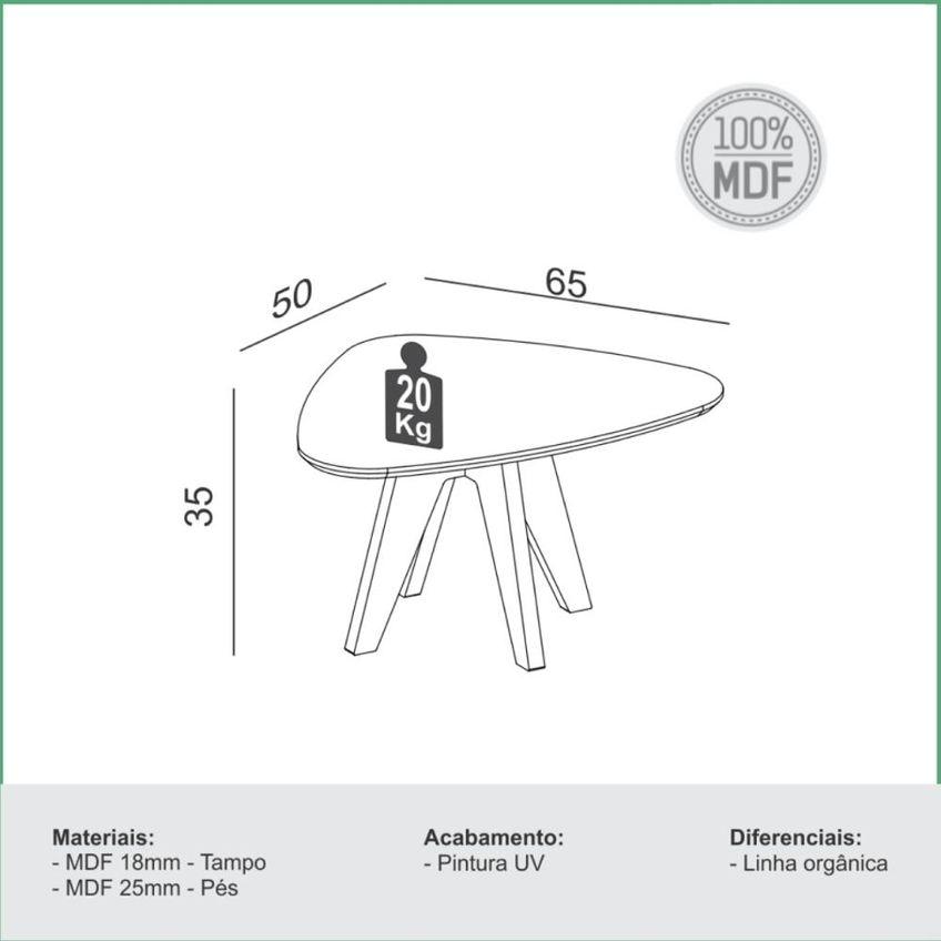 Mesa De Centro Dalla Costa Freijó Off White - imagem 3